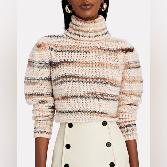NWT A.L.C. Selina Space Dye Striped Wool Alpaca Blend Turtleneck Sweater Small - Picture 1 of 16